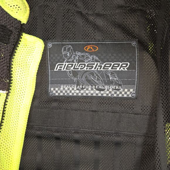 Vtg Fieldsheer Jacket Mens XL Neon Green Padded Motorcycle Biking Coat Road Rash - Picture 12 of 13